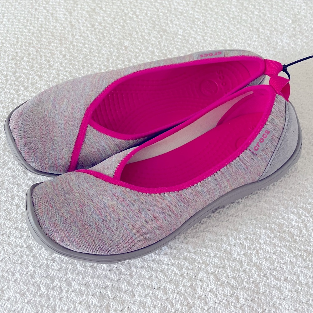 Crocs Womens Multicolor Duet Busy Day Heather 202044 Slip On Ballet Flat Size 6